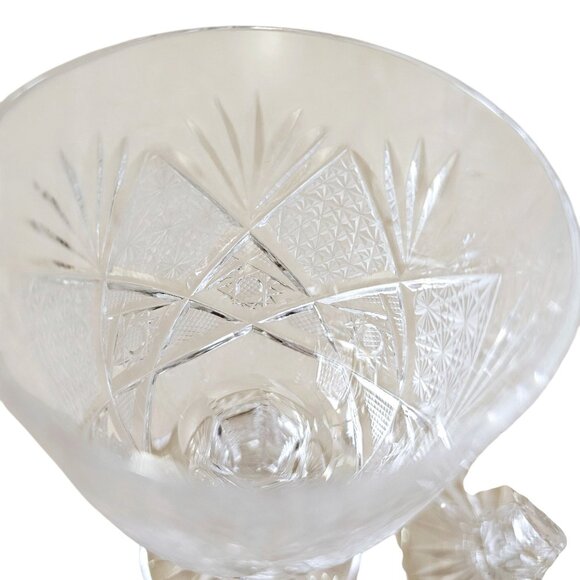 4 Kusak Cut Glass Liquor Cocktail Glasses 4.75" 4oz vtg signed daisy fan Bohemia - Picture 2 of 12